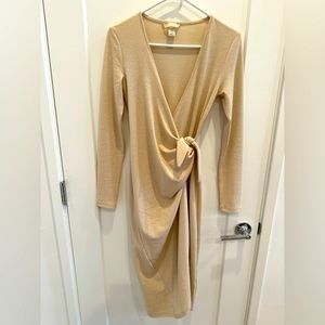 HM cream color wrap dress, size S